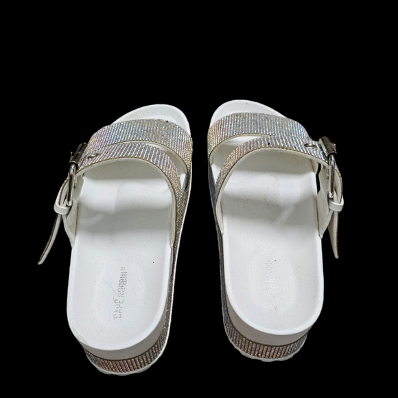 Cape Robbin SZ 6 Shiny Diamond Platform Slide Sandals - Picture 2 of 7